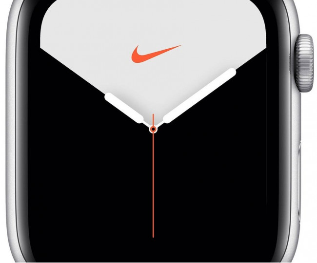 Apple Watch Series Nike 5 GPS 44 mm Carcasă din aluminiu argintiu Pure Plat/Blk Sp Band (MX3V2)